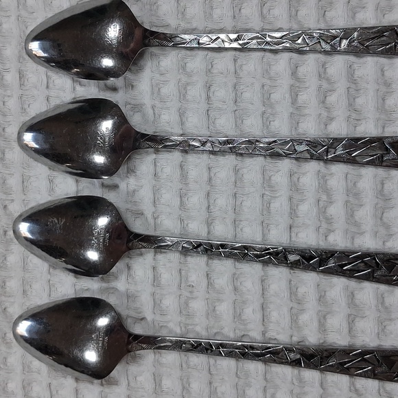 Vintage MCM Towle SCC Aquarius Stainless Flatware Set 4 Tablespoons 4 Teaspoons - Picture 3 of 5